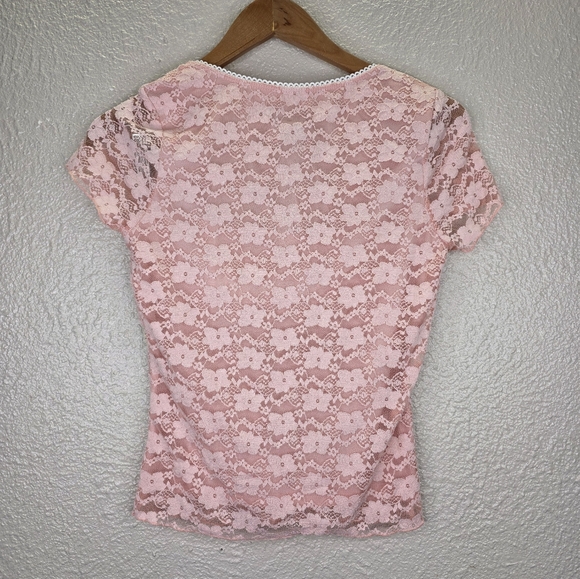Sweet Society Pastel Pink Lace Coquette  Babydoll Short Top Juniors Size Small - Picture 8 of 15